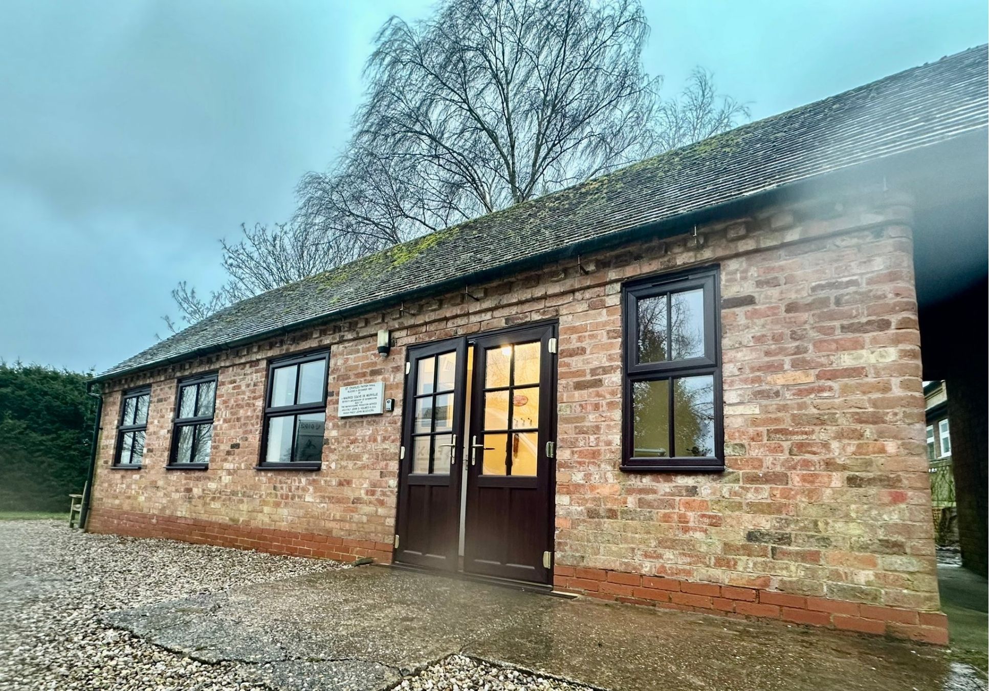 Hill Parish Hall case study, windows and doors